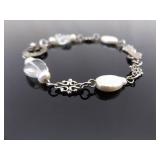 .925 Sterling Silver Baroque Pearl Bracelet