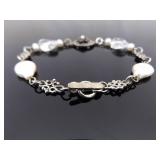 .925 Sterling Silver Baroque Pearl Bracelet