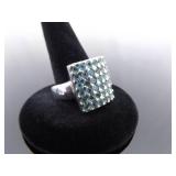 .925 Sterling Silver Topaz Cluster Ring Size 8