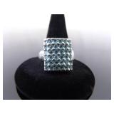 .925 Sterling Silver Topaz Cluster Ring Size 8