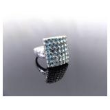 .925 Sterling Silver Topaz Cluster Ring Size 8