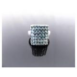 .925 Sterling Silver Topaz Cluster Ring Size 8