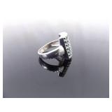 .925 Sterling Silver Topaz Cluster Ring Size 8