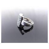 .925 Sterling Silver Topaz Cluster Ring Size 8