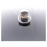 .925 Sterling Silver Topaz Cluster Ring Size 8