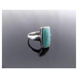 .925 Sterling Silver Turquoise Howlite Ring Size 7.5