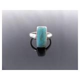 .925 Sterling Silver Turquoise Howlite Ring Size 7.5