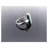 .925 Sterling Silver Turquoise Howlite Ring Size 7.5