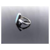 .925 Sterling Silver Turquoise Howlite Ring Size 7.5