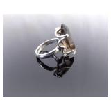.925 Sterling Silver Marquis Cut Smokey Quartz Cocktail Ring Size 6.75