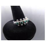 .925 Sterling Silver Turquoise Cabochon Cluster Ring Size 7.75