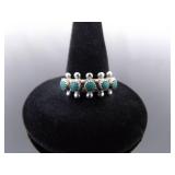 .925 Sterling Silver Turquoise Cabochon Cluster Ring Size 7.75