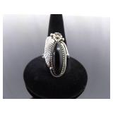.925 Sterling Silver Navajo Onyx Ring Size 8.5