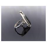 .925 Sterling Silver Navajo Onyx Ring Size 8.5