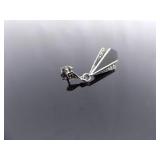 .925 Sterling Silver Art Nouveau Onyx Dangle Post Earrings