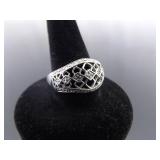 .925 Sterling Silver Diamond Ring Size 7