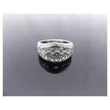 .925 Sterling Silver Diamond Ring Size 7