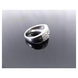 .925 Sterling Silver Diamond Ring Size 7