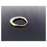 .925 Sterling Silver Crystal Vermeil Hinged Latch Hoop Earrings