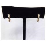 .925 Sterling Silver Crystal Vermeil Hinged Wire Hoop Earrings