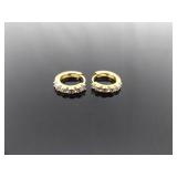 .925 Sterling Silver Crystal Vermeil Hinged Wire Hoop Earrings