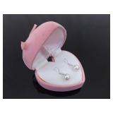 .925 Sterling Silver Pearl Dangle Hook Earrings