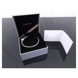 .925 Sterling Silver Pandora Snowflake Bangle Bracelet “Unique as you are" Size 6.5 in Original Box