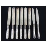 Lot of 8 Sterling Silver .925 Handled Mother of Pearl etc. Knives