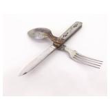 Lot of Vintage Feuerhand 175 Oil Lantern, Camping Utensil Set, Pocket Knives, etc.