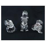 Swarovski Seal, Bunny, and Squirrel Figurines