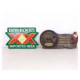 Dos Equis Metal Alcohol Advertising Sign and Seagrams Alcohol Advertising Sign