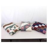 3 Hand Stitched Patchwork Lap etc. Quilts