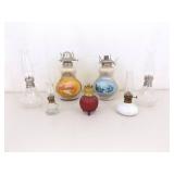 Lot of Various Glass Oil Lamps