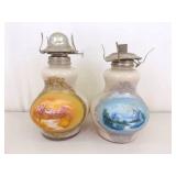 Lot of Various Glass Oil Lamps