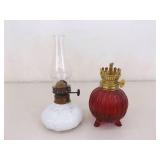 Lot of Various Glass Oil Lamps