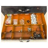 Metal Garage Cabinet & Contents 20" x 13" x 15" Tall