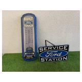 Ford Thermometer & Ford 2 Sided Service Station Sign