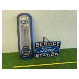 Ford Thermometer & Ford 2 Sided Service Station Sign