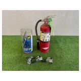 Fire Extinguisher, Bungee Cords & Vertical Surface Clamps