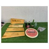 Mixed Collectibles - Bobcat Clock, Soda Bottles, Velvet Tin