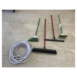 Garden Hose, Brooms & Squeegee