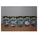 *5* Racing Champions NASCAR Stock Car/Collectors Cards and Stands
