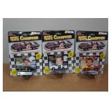 *3* Racing Champions Short Track Die Casts/Collectors Cards with Stands