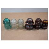 *6* Vintage Glass and Porcelain Insulators