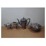 Vintage WM Rogers Pattern 4504 "Rosalee" Tea Pot with Pilgrim Pieces