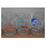 Set of 6 Vintage Walt Disney Land 25th Anniversary Glasses from 1980