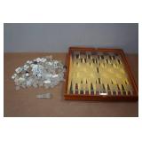 Vintage Glass Topped Chess/Checkers/Parcheesi Game Set