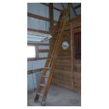 Very nice old wooden rolling ladder Very nice old wooden rolling ladder