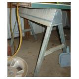 Two metal sawhorses Two metal sawhorses