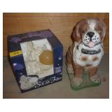 a very heavy concrete dog statue and solar fairy a very heavy concrete dog statue and solar fairy